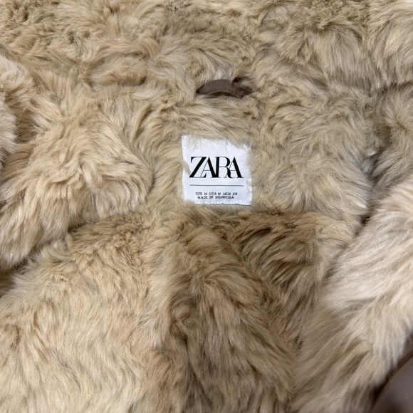 Zara Mink Taupe Fur Lined Hooded Puffer Jacket NWOT Med - Picture 12 of 13